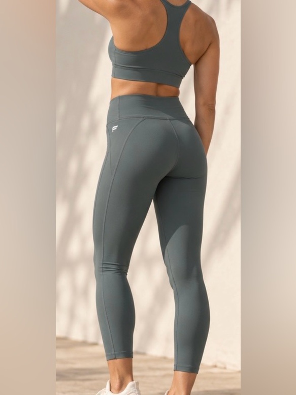 Fabletics Motion365 Anywhere Cold Weather Active Olive Green 7/8 Leggings Size M
